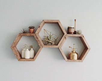 Honeycomb Shelf. Geometric shelf. Modern shelf. Hipster Apartment. Bohemian Shelf.
