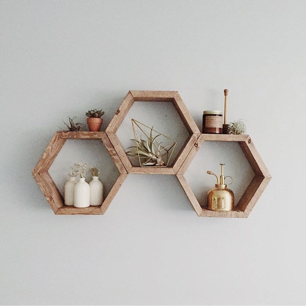 Honeycomb Shelf. Geometric shelf. Modern shelf. Hipster Apartment. Bohemian Shelf.