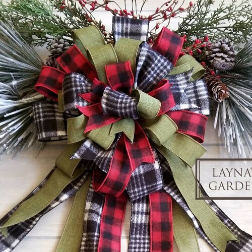 Rustic Christmas Tree Topper Bow Farmhouse Tree Topper Bow Etsy