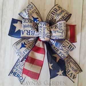 Air Force bow, wreath bow, lantern bow, support bow, military support bow, red, white and  blue bow, Air force bow, USA support