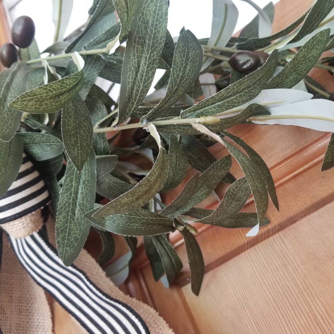 Olive Branch Swag Burlap Bow Olive Wreath Modern Farmhouse Etsy