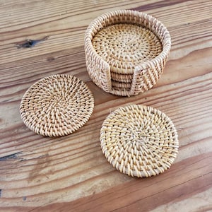 Woven Seagrass Coasters set of 6 rattan decor wicker boho image 5