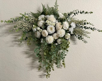 White Flower + Greenery Eucalyptus decor -- Wedding Arch -- Wall Hanging -- Boho Decor -- Nursery Decor — Wedding Arch Flowers