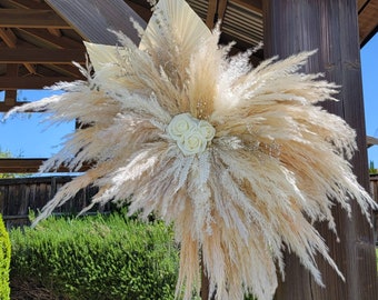 Pampas + Palm Leaf + Eucalyptus decor -- Wedding Arch -- Wall Hanging -- Boho Decor -- Nursery Decor