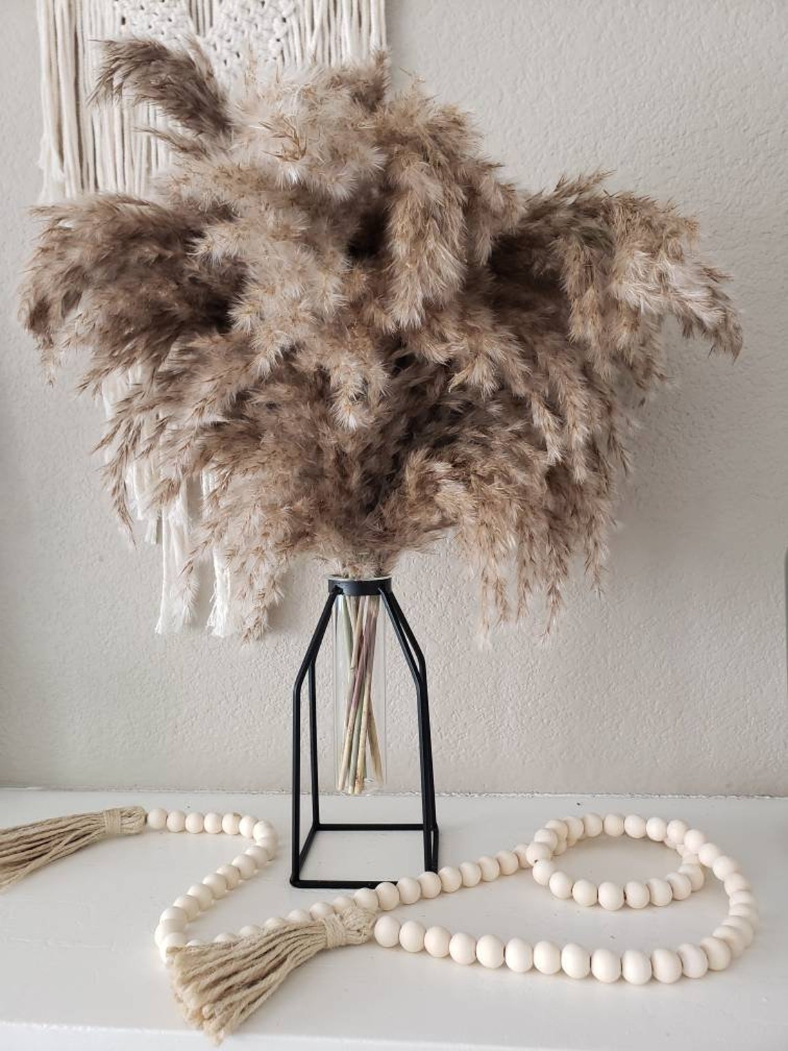SET 10 Pampas Grass Stems Caged Vase BOHO DECOR Etsy