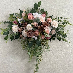 Blush Pink Flower + Greenery Eucalyptus decor -- Wedding Arch -- Wall Hanging -- Boho Decor -- Nursery Decor — Wedding Arch Flowers