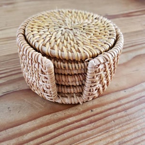 Woven Seagrass Coasters set of 6 rattan decor wicker boho image 4