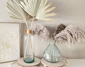 SET : Jarrones de vidrio Boho + hierba de las pampas + hojas de palma secas