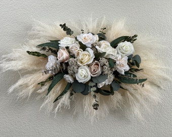 Pampas + Flowers + Greenery Decor -- Wedding Arch -- Dried Florals -- Boho Wedding
