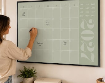 Monthly Wall Planner 2027 | Minimalist Sage Calendar | Undated Family Command Center | Landscape