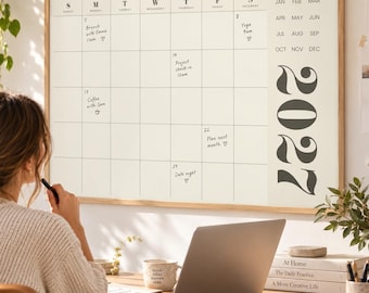 Monthly Wall Planner 2027 | Minimalist Olive Calendar | Undated Family Command Center | Landscape