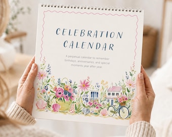 Celebration Calendar | Perpetual Birthday Book | Anniversary and Special Dates | Summer Vibes Design