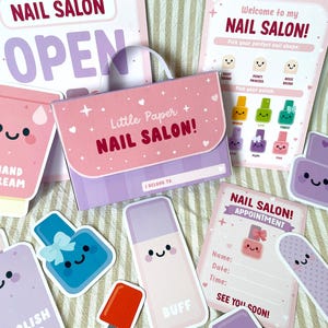 Printable Nail Salon Pretend Play Kit for Kids – DIY Role Play Activity, Scissor Skills, Colour Matching, Digital PDF