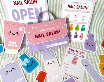 Printable Nail Salon Pretend Play Kit: Kids Role Play (Digital PDF)