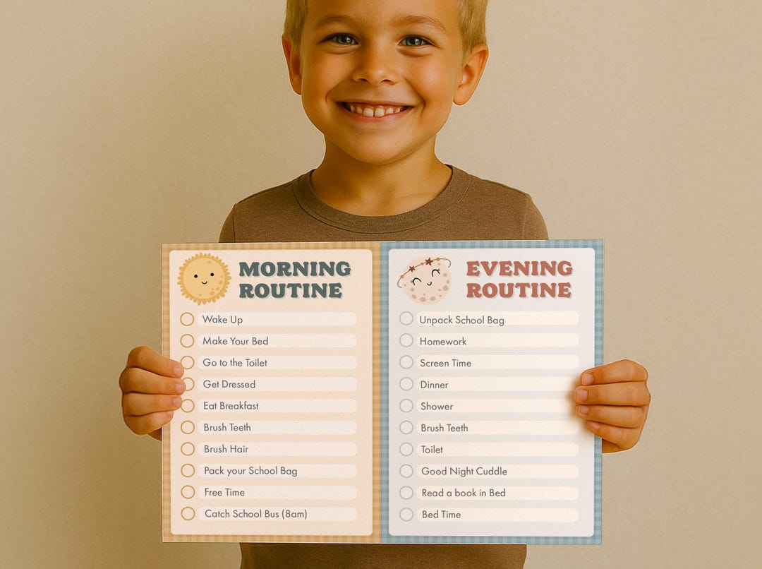Kids Routine Draft Editable Kids Routine Chart: Morning & Evening Checklist (printable PDF ...