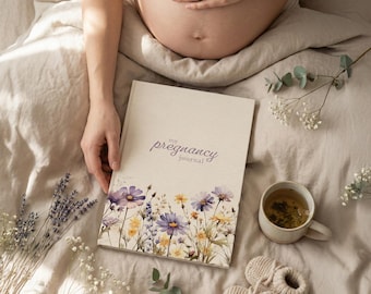 Pregnancy Journal, First Time Mom Keepsake, Baby Bump Diary with Wildflower Design