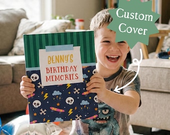 Libro de Feliz Cumpleaños, Álbum de Fotos Anual para Niños, Edades de 1 a 18 años, Diario de Recuerdos Personalizado con Nombre