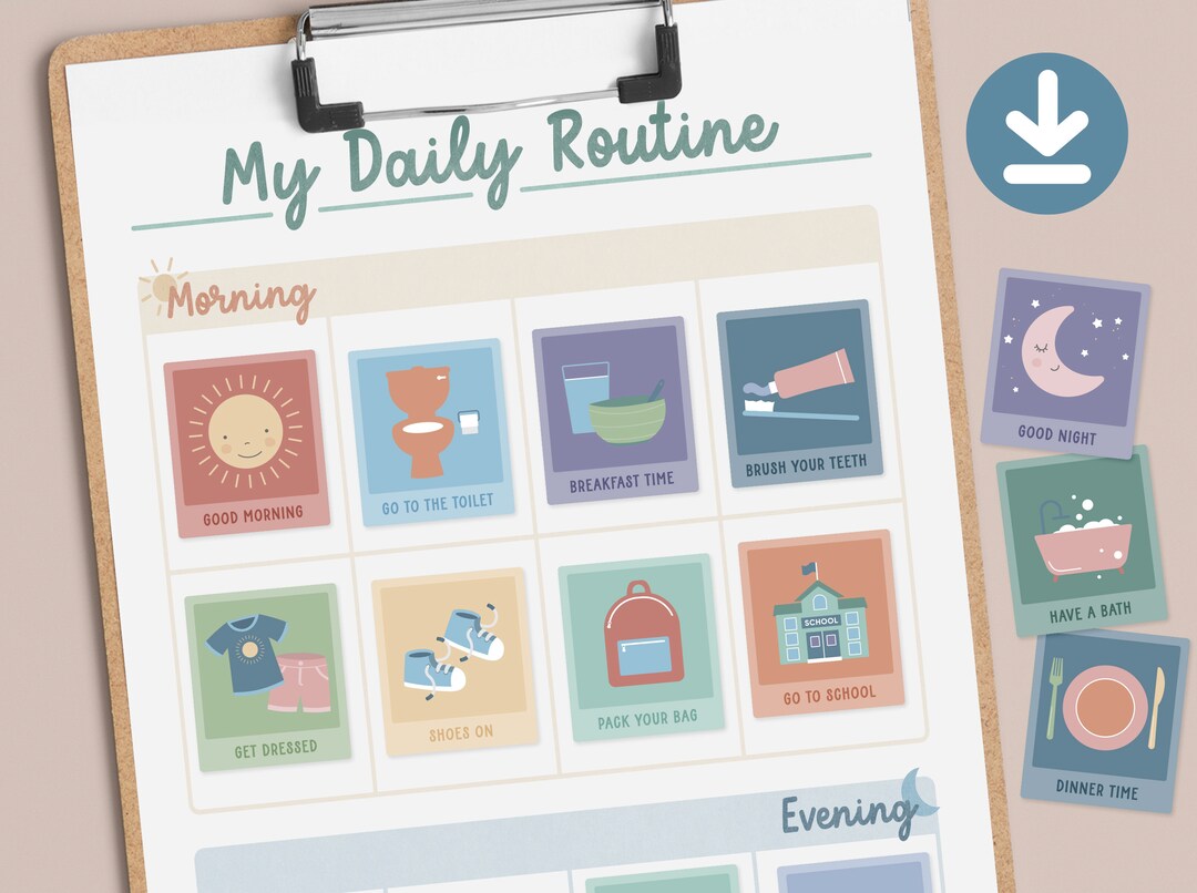My Daily Routine Chart Printable PDF 60 Visual Routine - Etsy Australia