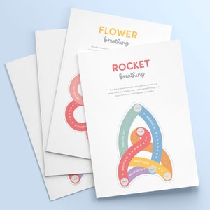 Mindful Breathing Cards for Kids – Calm Down Techniques, Finger Tracing Poster, Breathing Exercises, Meditation & Self-Regulation Tools