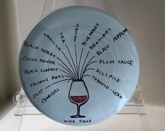 The Flavors of Wine Round Decoupage Tray