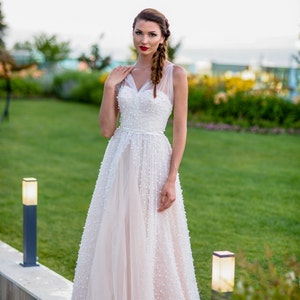 Chic dress Prom dress Princess dress in pale pink Tulle dress Romantic gown Boho dress Formal gown Long gown Cocktail dress Sleeveless dress