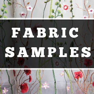 生地見本 / グレーの花柄ウェディングドレス / 刺繍入り花柄ガウン & 白の花柄ウェディングドレスの生地サンプル