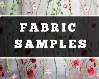 Fabric swatches / fabric samples for Flower wedding dress in gray / Embroidered flower gown & Flower wedding dress in white
