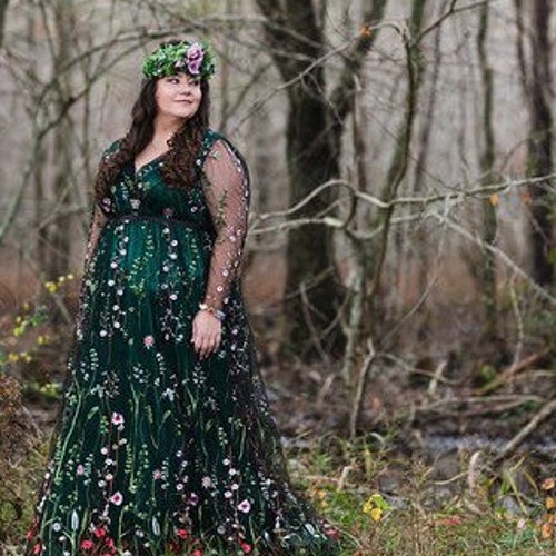 Green Floral Wedding Dress Plus Size ...