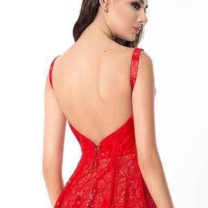 Princess red dress for formal events, Gorgeous prom dress in A-line silhouette image 1