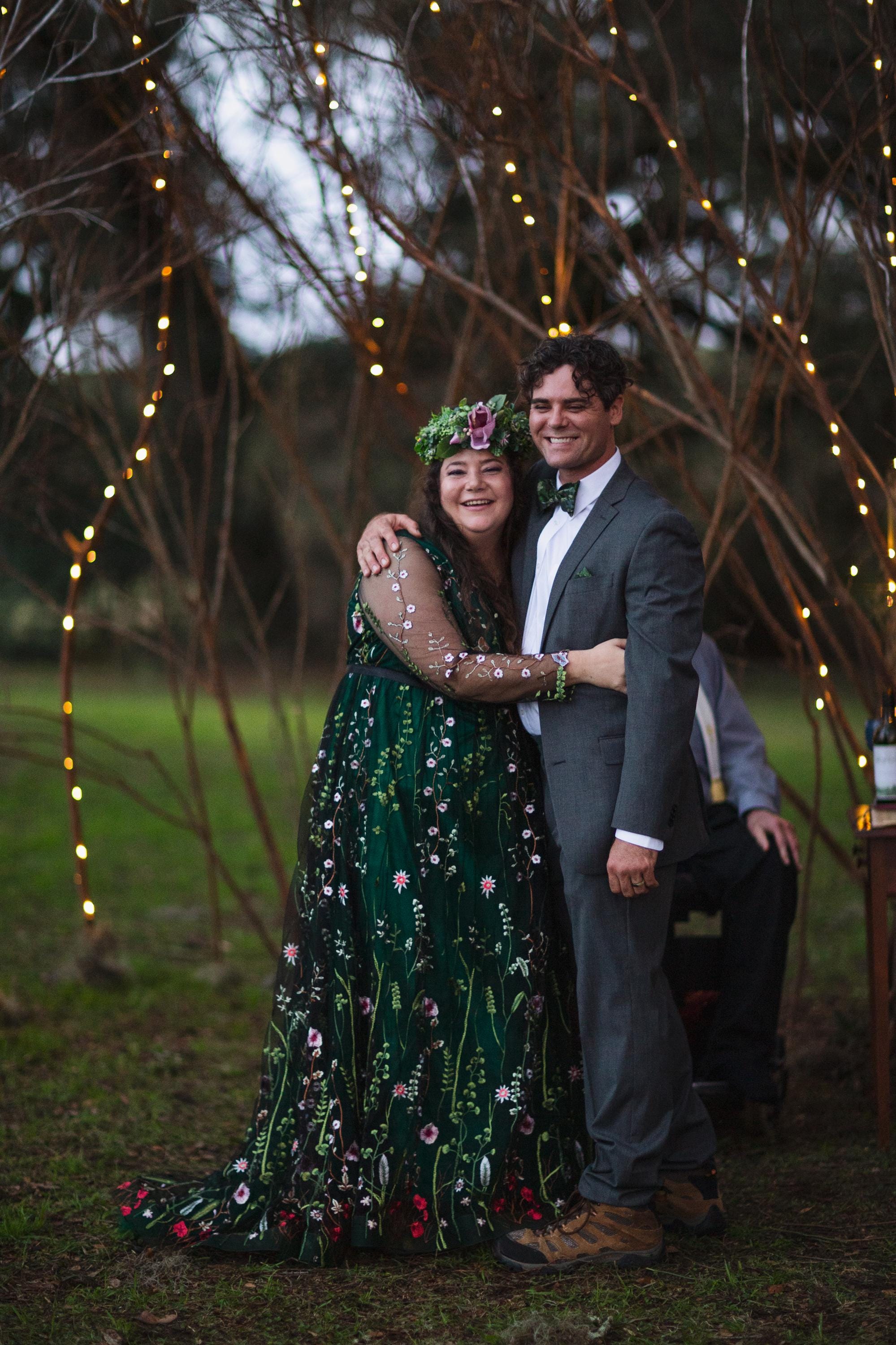 Embroidery Green Floral Wedding Dress Plus Size Embroidered Flower