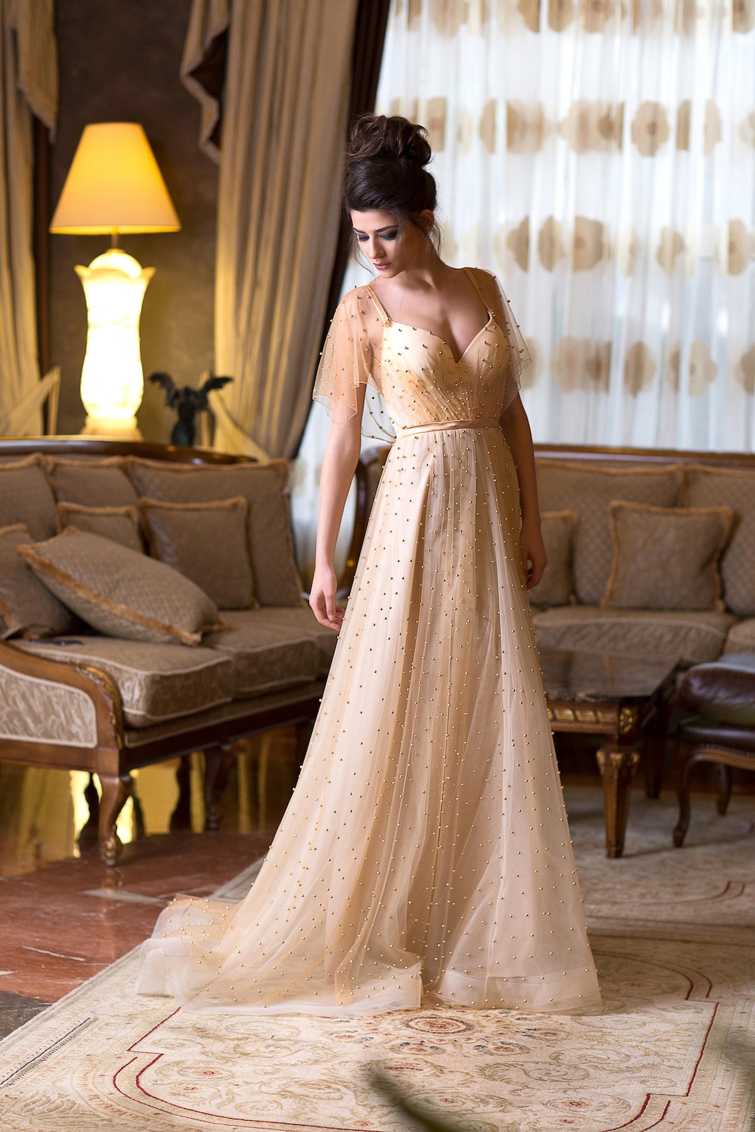 long evening party dresses Elegant Pink Lace Mermaid Prom Dresses, Dress collection: nouvelle neutrals 尺寸:L Orange Creap Fitted Prom