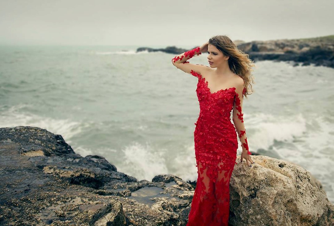 Red Carpet Dress Sequin Cocktail Dress in Red Boho Bridesmaid Dress Formal Gown Long Prom Dress as Couture High Fashion Dresses Etsy