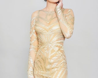 Abito Gold Couture per red carpet, Abito lungo da ballo in oro, Abito da sera oro, Abito madre della sposa, Abito lungo da cerimonia per alta moda