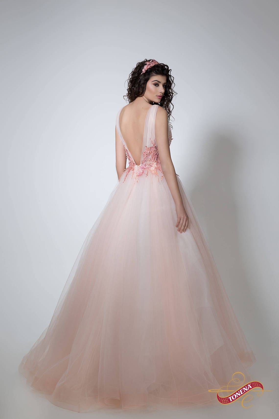 Peach Garden Golden Pattern Dress