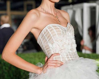 All Feathers Wedding dress, Princess Ball Gown. A-Line Wedding Dress, Corset wedding dress made of tulle