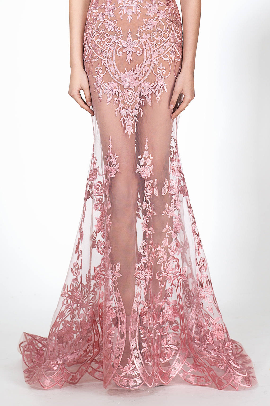 knee length dresses for ladies Mesh Sequin See-Through Long Dress main image 1