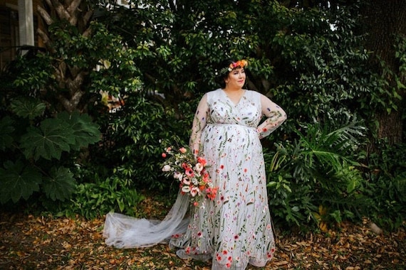 White Plus Size Wedding Dress With ...