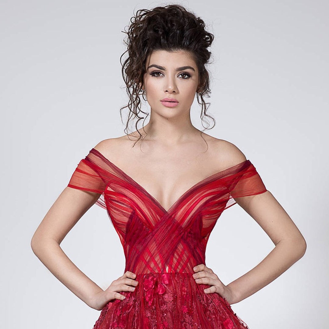 Red Princess Dress for Formal Events, Gorgeous Prom Dress of Tulle With ...