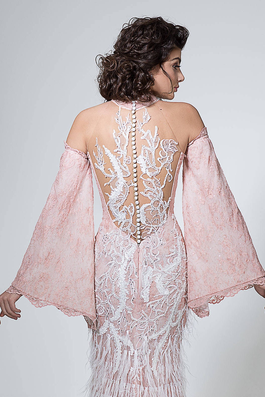 pink wedding dress feathers Velvi - Sochi Gown - Hot Pink Feather Trim Evening Dress