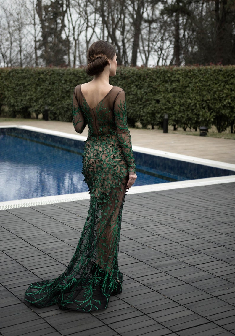 green long cocktail dress