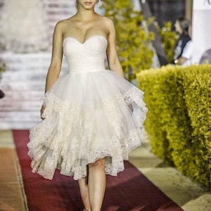 Short Wedding Dress, Simple short lace dress, Short Bridal Gown, Lace Short Gown, Fairy Wedding Dress, Garden and Country wedding dress