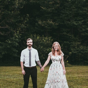 Flower wedding dress in white/Embroidery Floral Bridal Gown with a sweetheart neckline/ White wedding gown/ White Tulle wedding dress long image 3