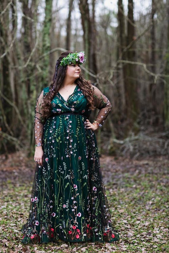green embroidered floral dress Baltic Born Womens Jolie Embroidered Tulle Dress | Sage + Gold Floral | Color: Topaz Ombre Floral
