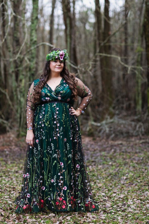 green floral dress