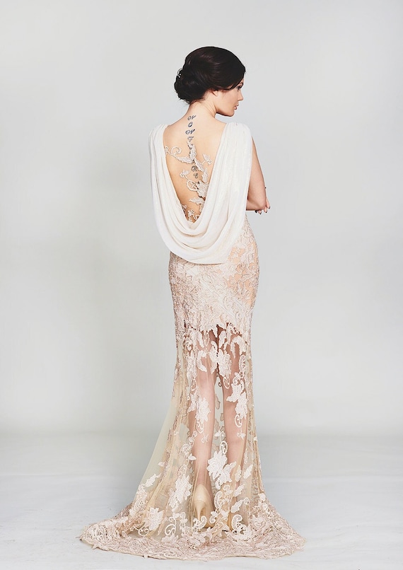 Rose Gold Wedding Dress, Mermaid Wedding Dress, Sexy Empire Wedding Dress,  Simple Art Deco Wedding Dress, Modest Princess Wedding Gown - Etsy