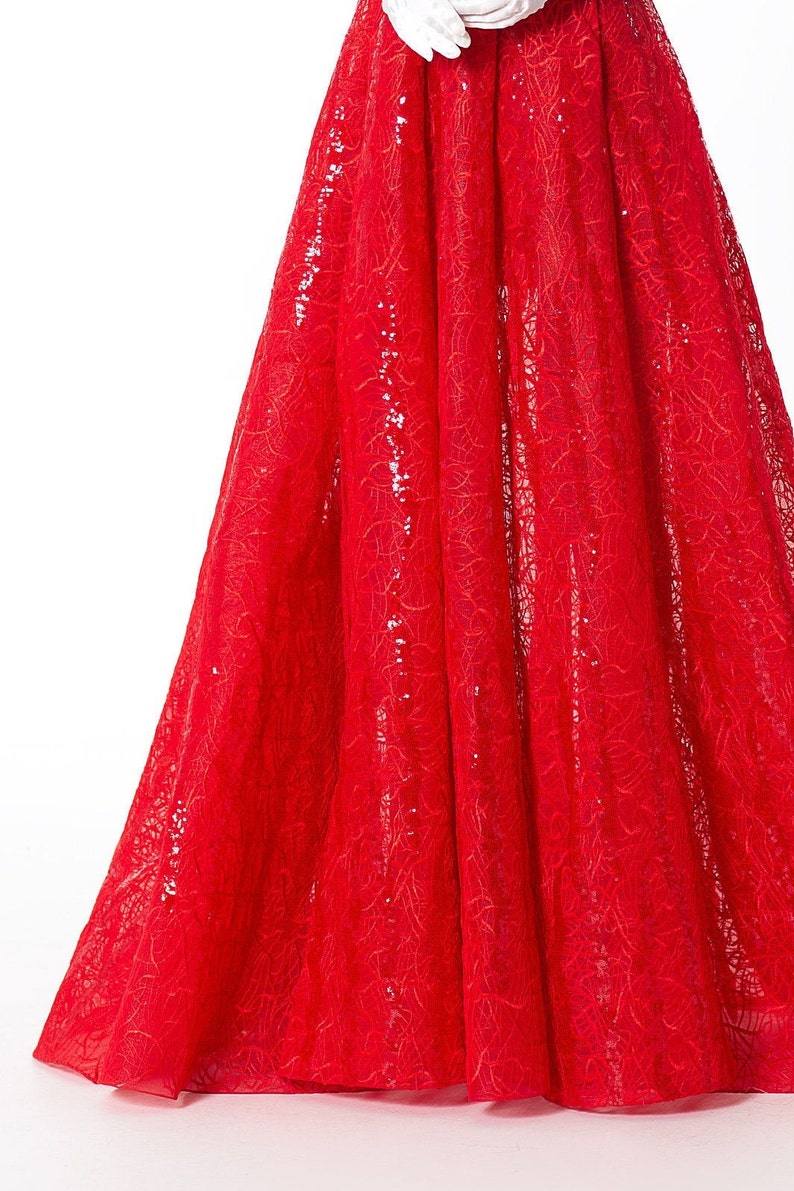 Princess red dress for formal events, Gorgeous prom dress in A-line silhouette image 5