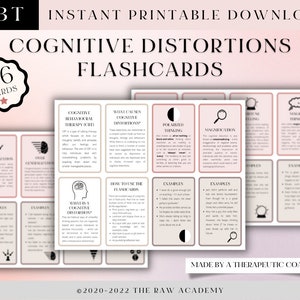 COGNITIEVE VERVORMING FLASHCARDS - Nutteloze denkpatronen / Cognitieve herstructurering / Angst-copingvaardigheden / Therapie-advieshulp / cgt