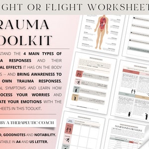TRAUMA TOOLKIT -- Fight, Flight, Freeze, Fawn | Trauma Responses | Emotional Regulation | Anxiety Coping | PTSD | Therapy Aid | Counselling