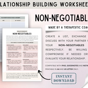 RELATIONSHIP NON-NEGOTIABLES worksheet -- Relationship building for couples | Marriage counselling | Couples therapy