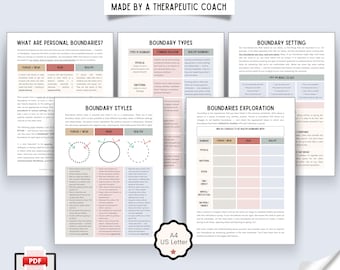 BOUNDARY SETTING WORKSHEETS -- Set healthy personal boundaries | Improve your relationships | Communicate assertively | Therapy tools